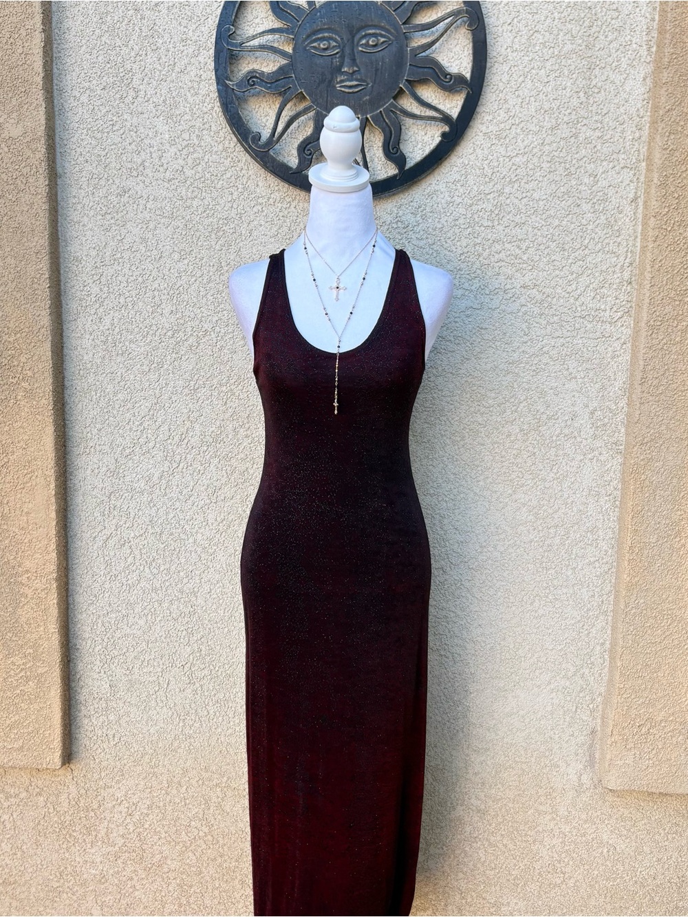 Knapp Studio Black Red OmbrΓ© Glittery Maxi Dress Grunge Vampire Girlfriend 90s
